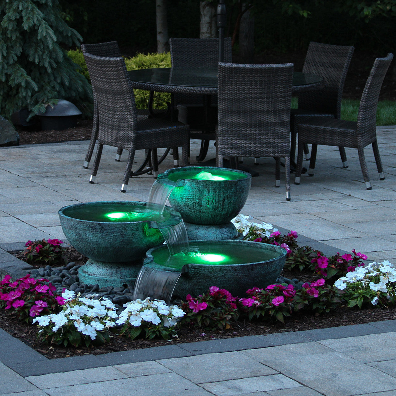Blue Thumb Triple Spillway Brass Bowl Fountain