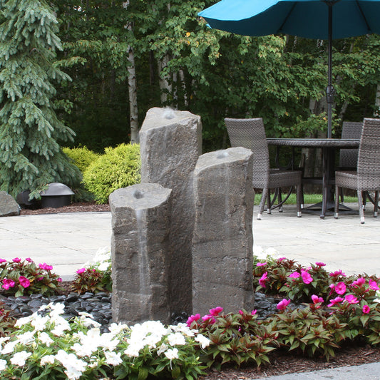 Blue Thumb Rustic Basalt 3-Column Fountain - Complete Kit