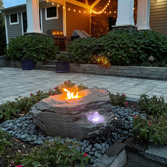 Blue Thumb Fire & Water GFRC Boulder Fountain - Complete Kit