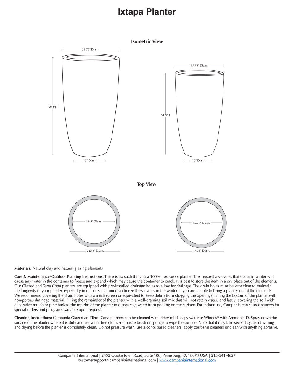Campania Ixtapa Planter Set of 2 | Beachcomber Glazed Collection
