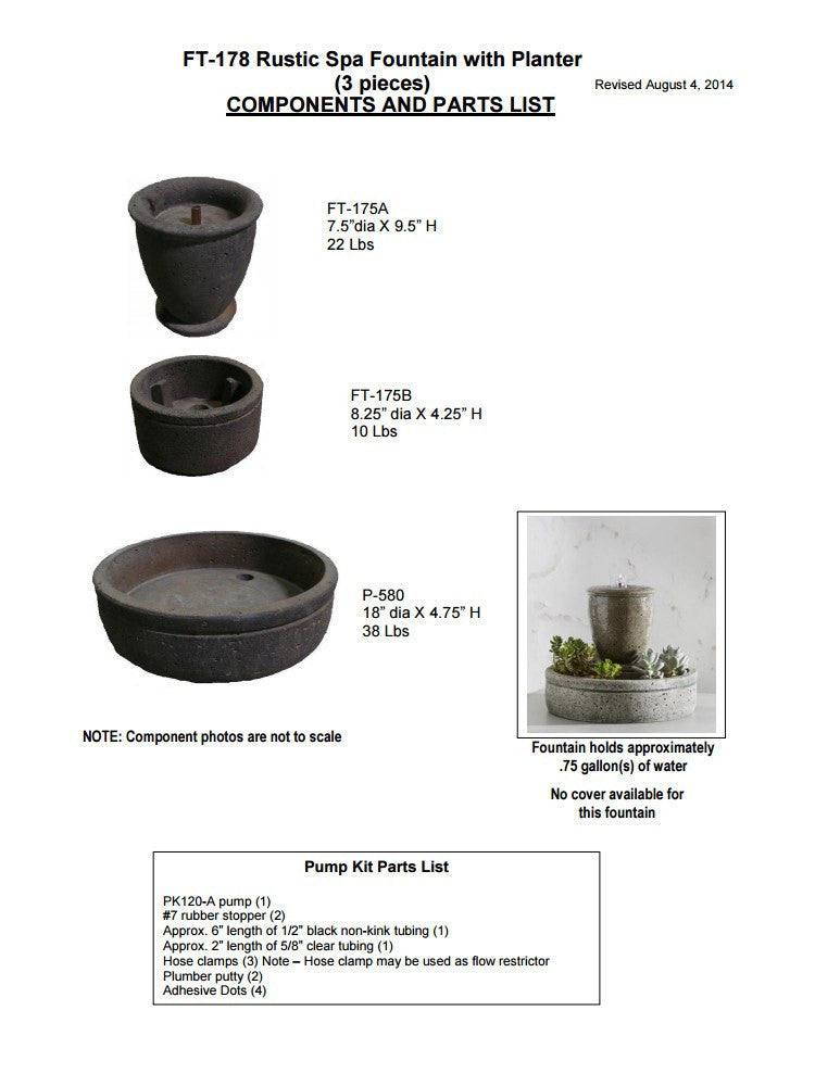 Campania International M-Series Rustic Spa Fountain with Planter