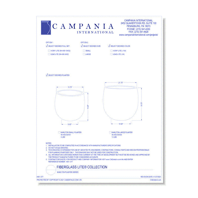 Campania Marlton Planter | Lite® Collection