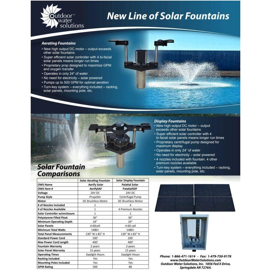 Outdoor Water Solutions Aerify Solar Pond Aerating Fountain