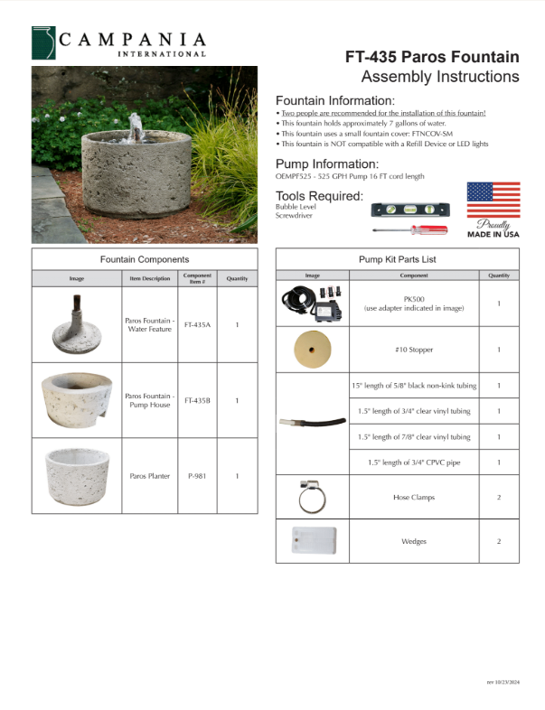 Campania International Paros outdoor Water Fountain
