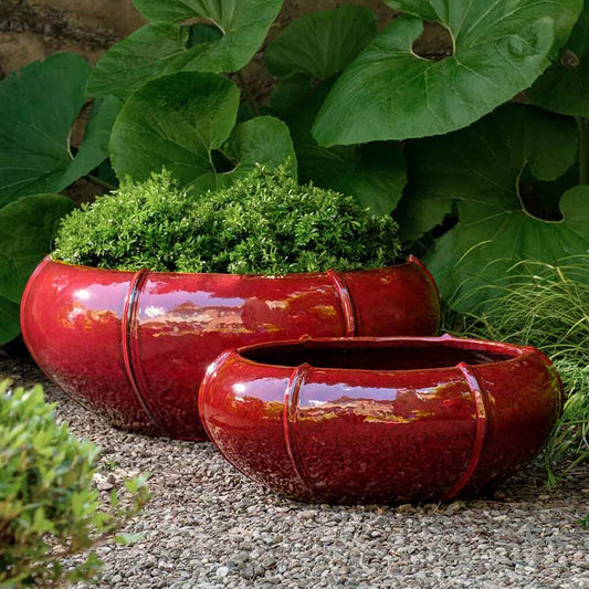 Campania Rib Vault Planter Low Nested Set of 2 | Glazed Collection