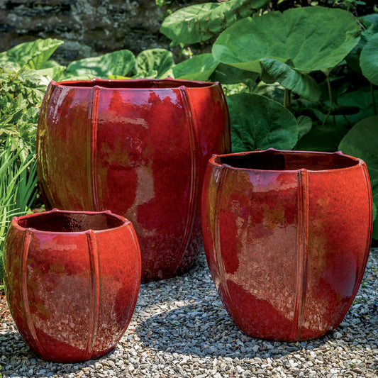 Campania Rib Vault Planter Nested Set of 3 | Glazed Collection