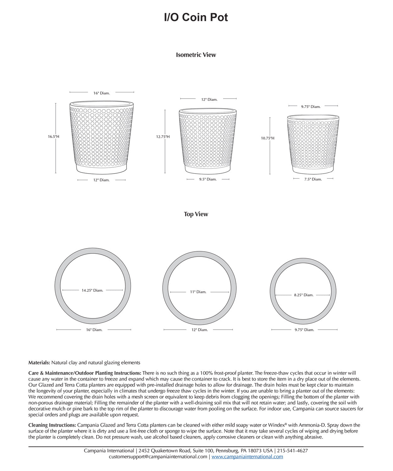 Campania I/O Coin Pot Set of 3 | Glazed Terra Cotta
