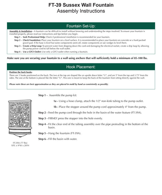 Campania International Sussex Wall Outdoor Fountain