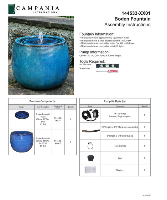 Campania International Boden Fountain - Mediterranean Blue