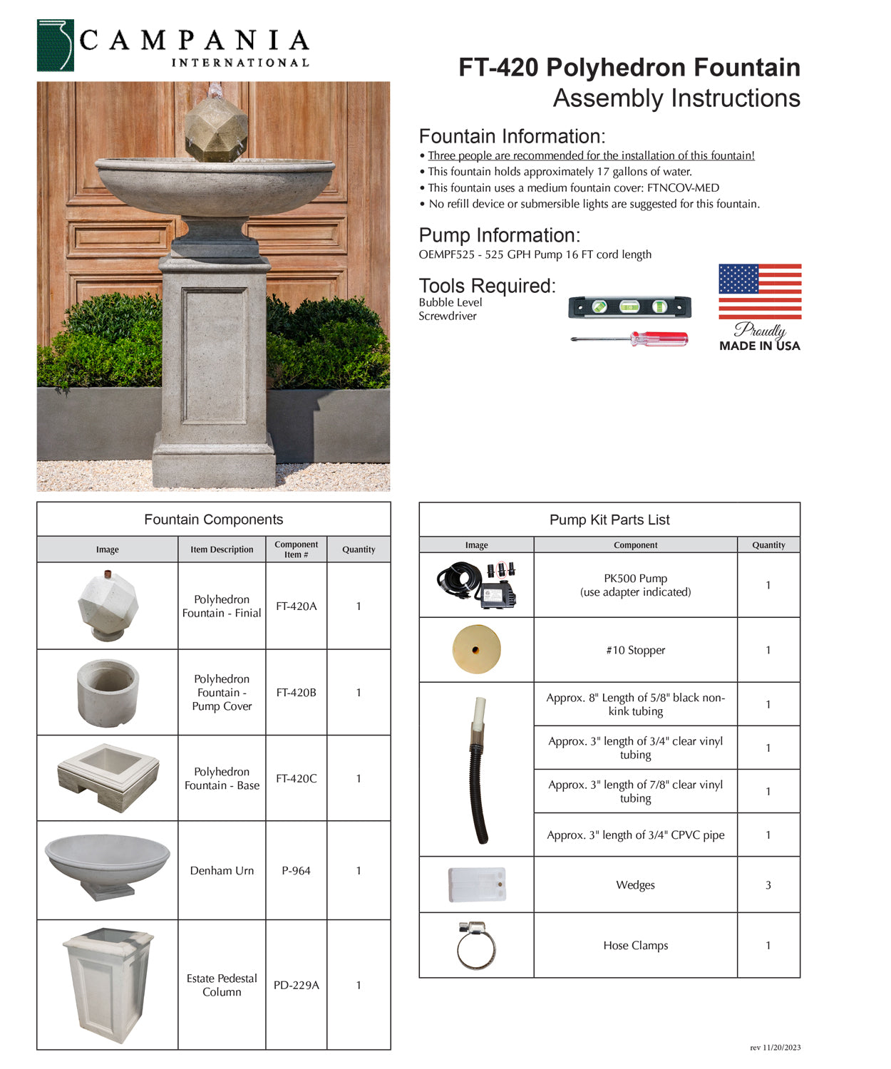 Campania International Polyhedron Outdoor Water Fountain