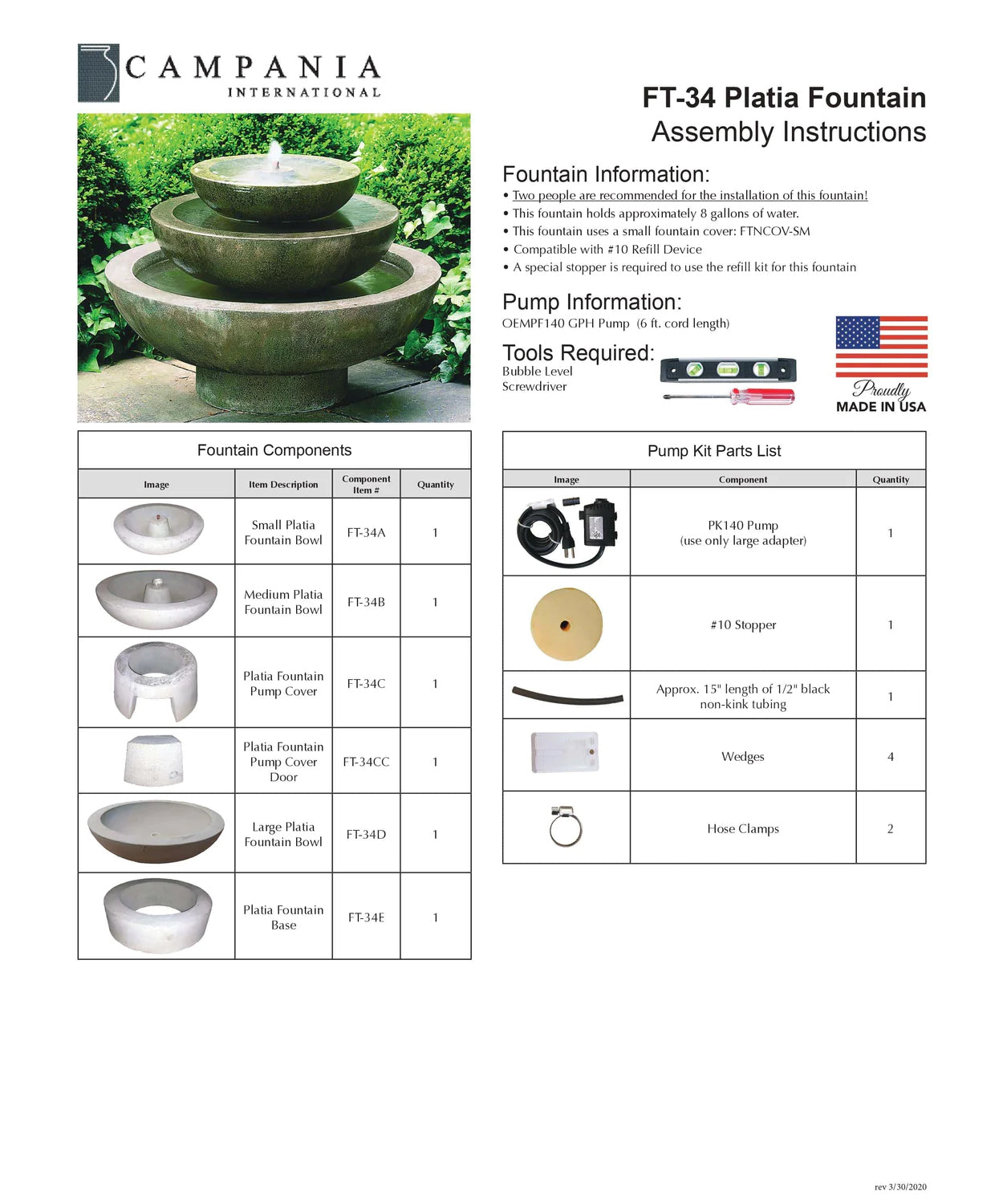 Platia Outdoor Water Fountain Campania International