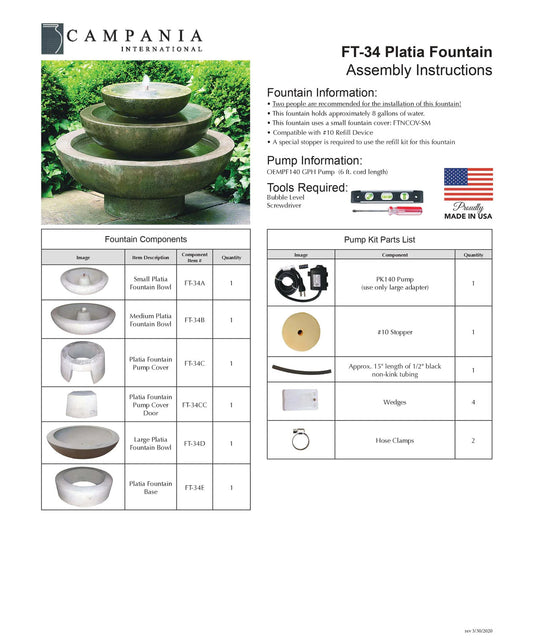 Campania International Platia Outdoor Water Fountain