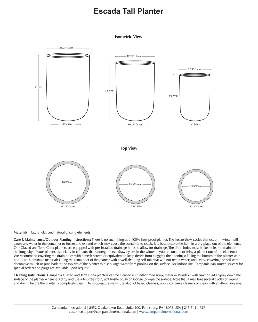 Campania Escada Tall Planter Nested Set of 3