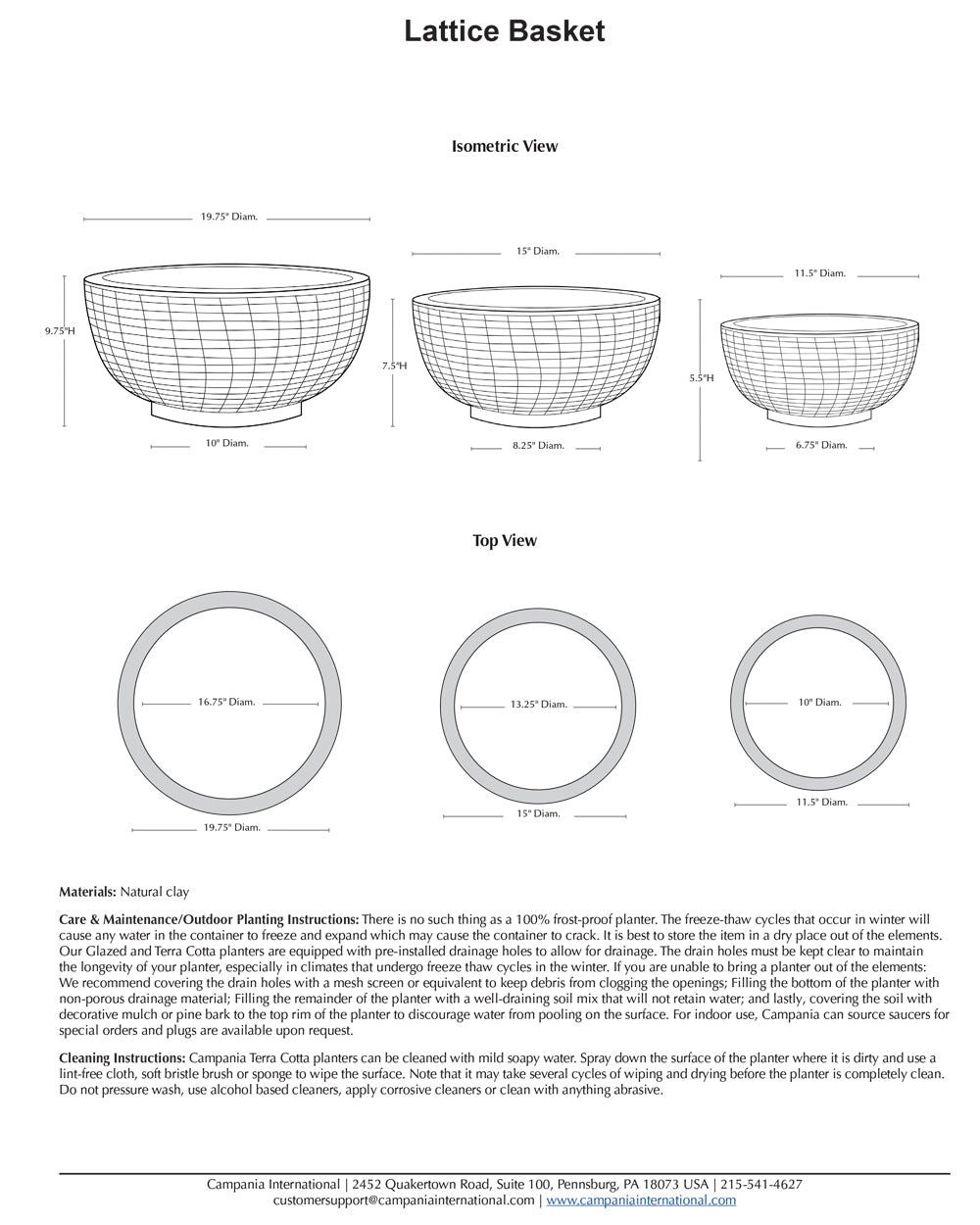 Campania Antique Lattice Basket Nested Set of 3