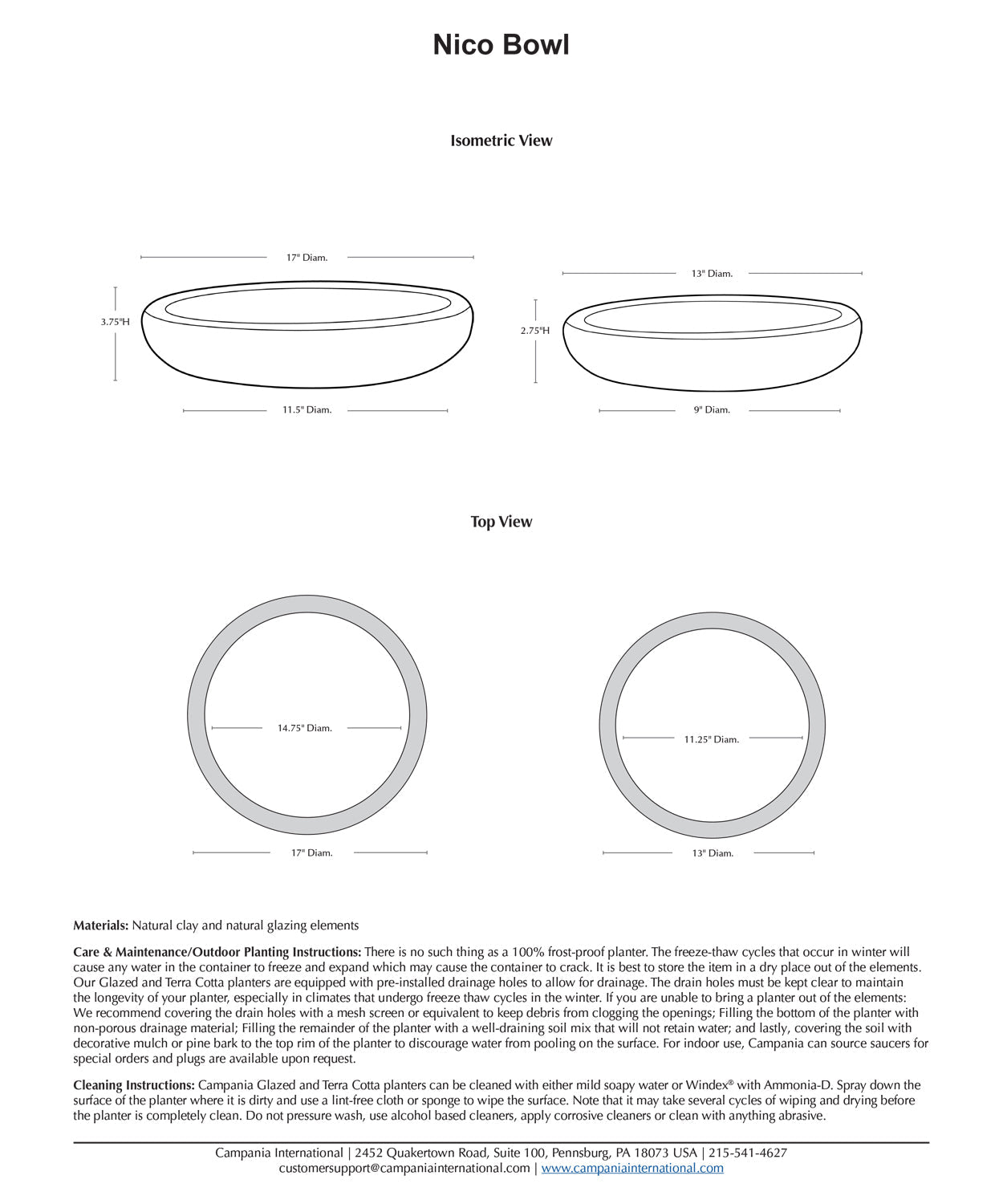 Campania Nico Bowl Planter | Glazed Collection