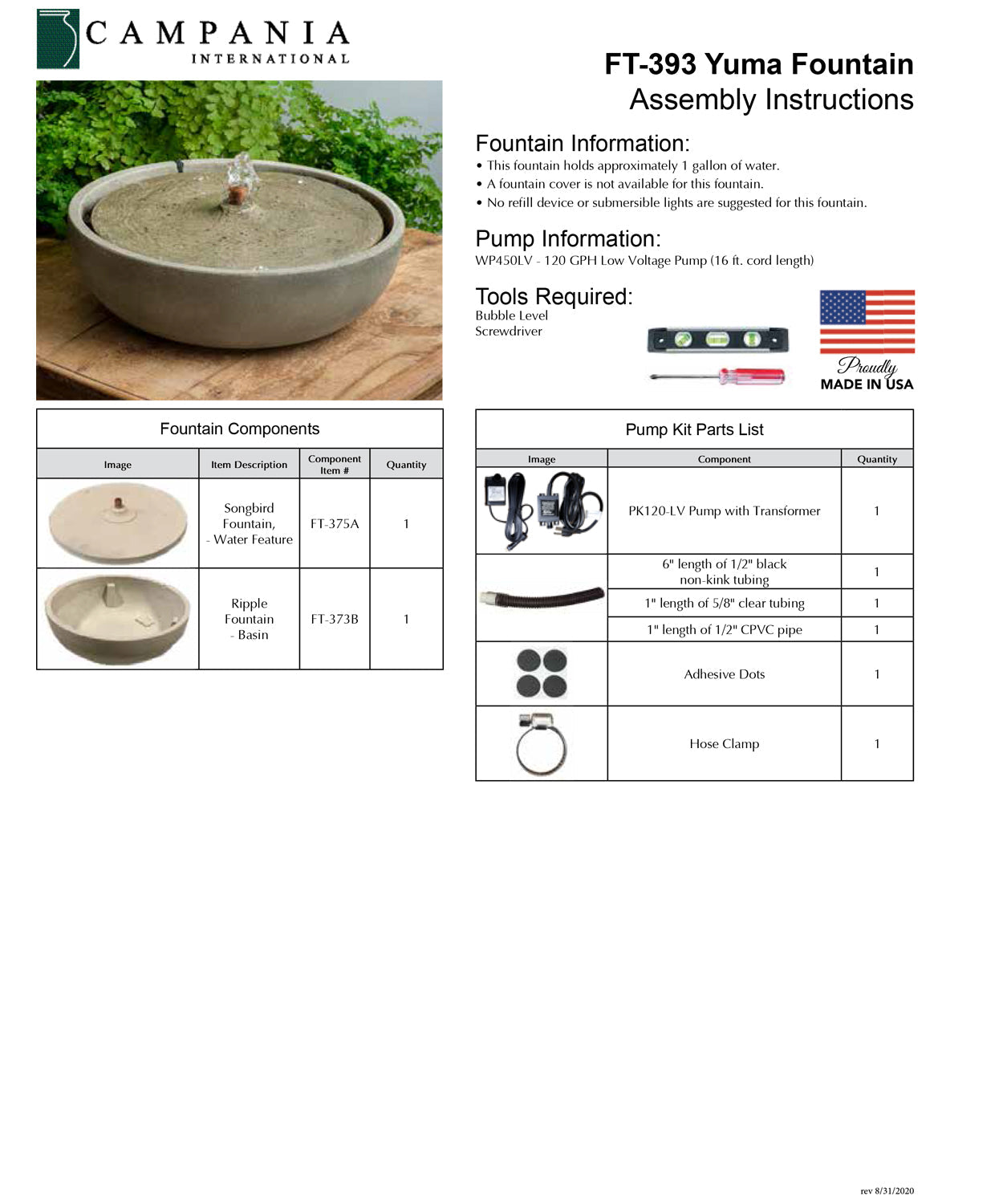 Campania International Yuma Outdoor Tabletop Fountain