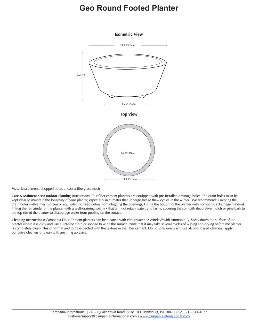 Campania Geo Round Footed Planter Set of 4 | Fiber Cement Collection