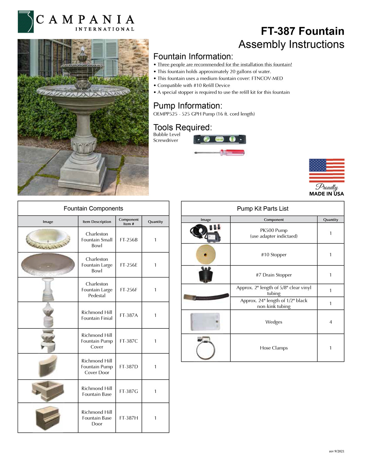 Campania International Richmond Hill Outdoor Water Fountain