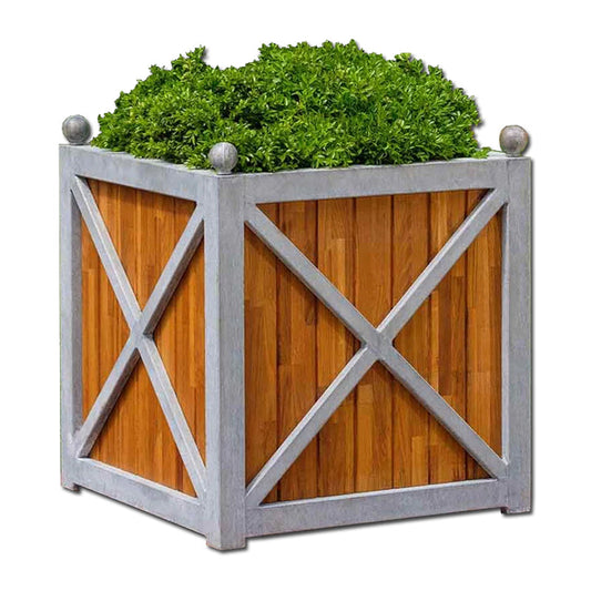 Campania Square Villandry Large Planter - Zinc with Oak