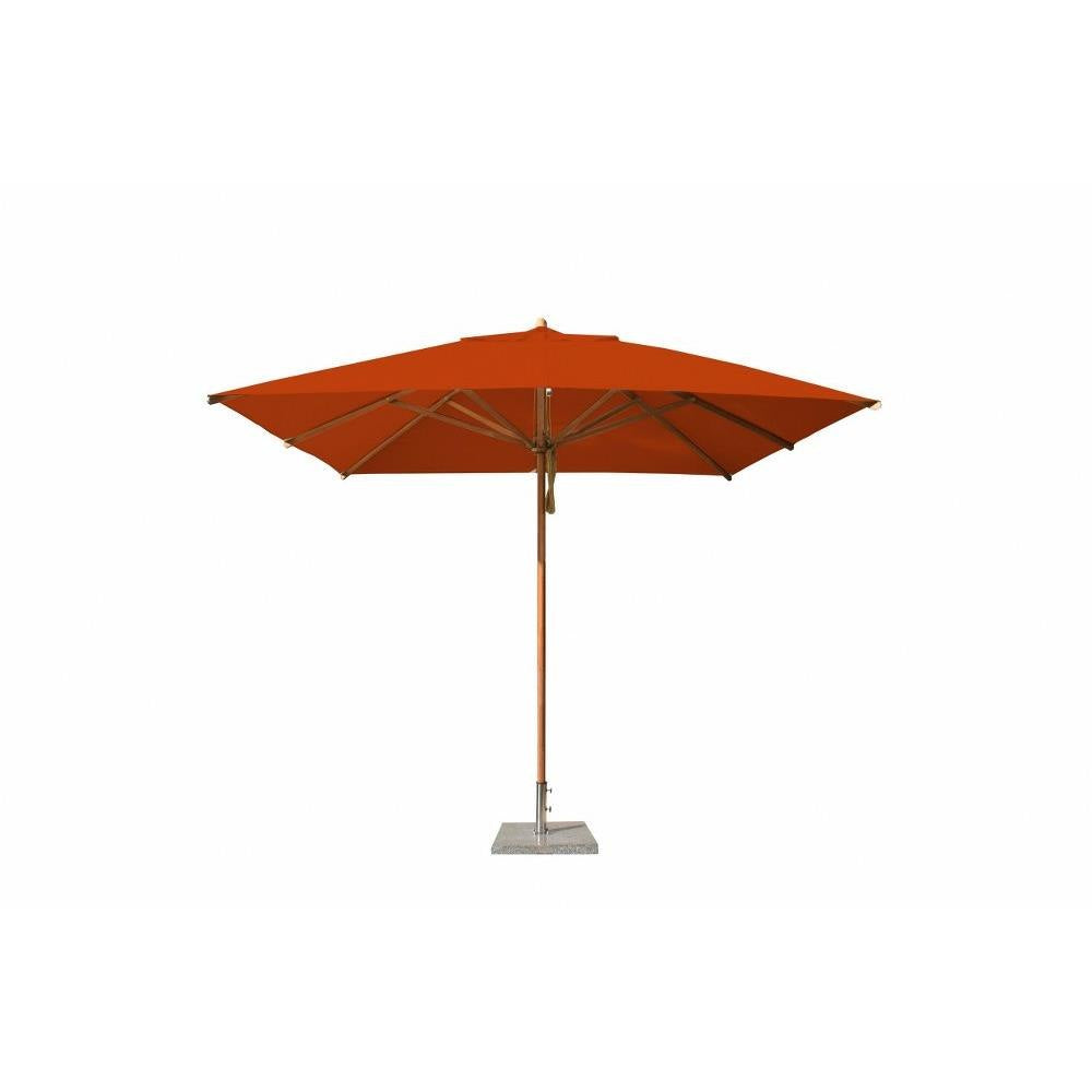 Bambrella Levante Wood 10 Foot Square Pulley Lift Patio Umbrella- Pole Diameter 2”