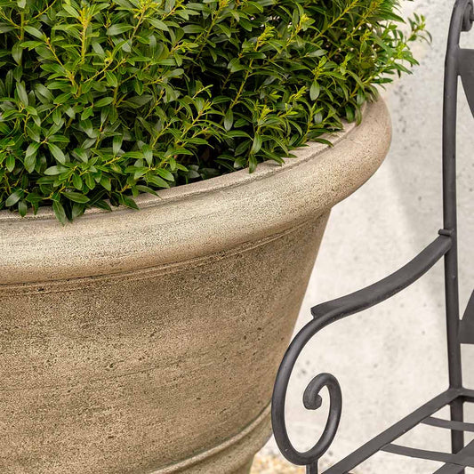 Campania Textured Rolled Rim Cast Stone Concrete Planter