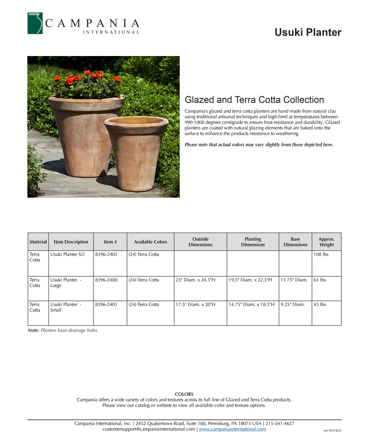 Campania Usuki Planter Nested Set of 2 | Glazed & Terra Cotta