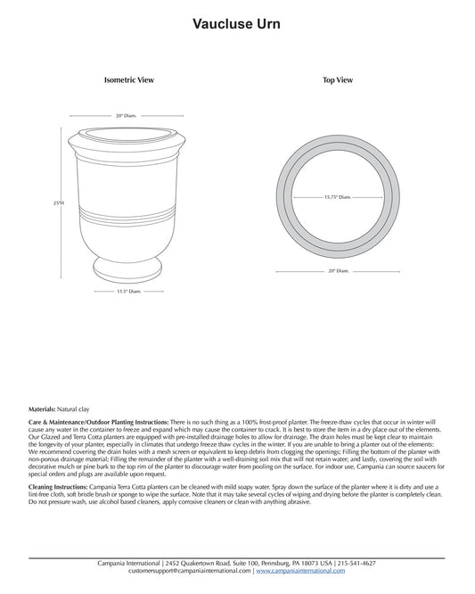Campania Vaucluse Urn | Terra Cotta Collection