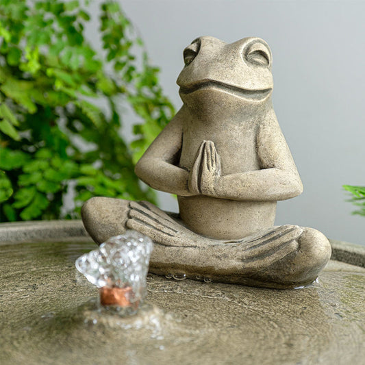 Campania Yoga Frog Fountain | Zen Cast Stone Garden Fountain