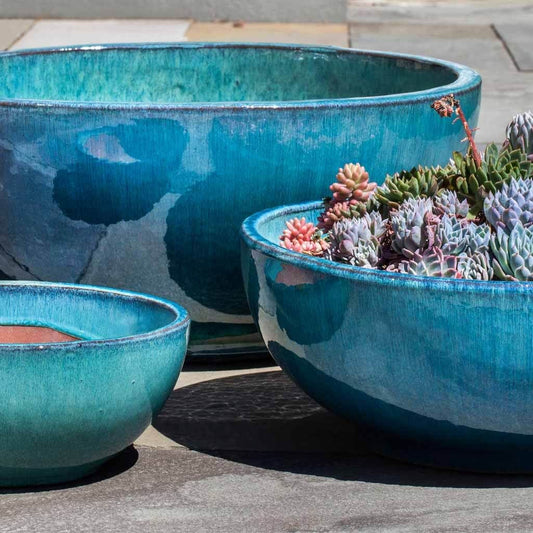 Campania Yuma Bowl Planter Nested Set of 3 | Glazed Collection