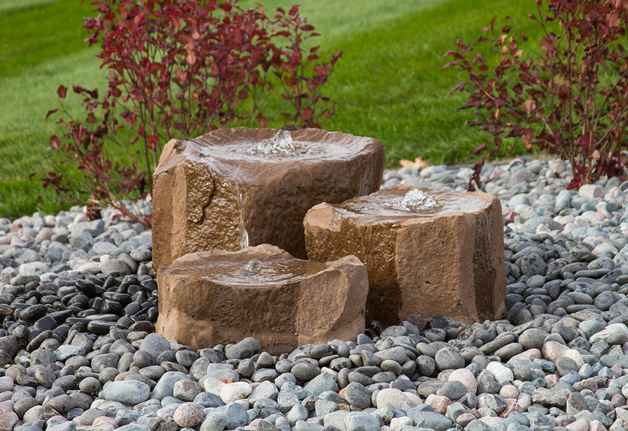 Blue Thumb Triple Falls GFRC Boulder Fountain - Complete Kit