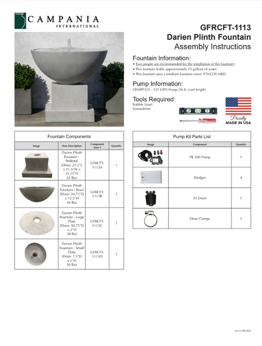 Campania International Darien Plinth Fountain