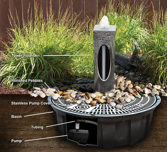 Blue Thumb Chiseled Granite 3-Piece Twist Fountain