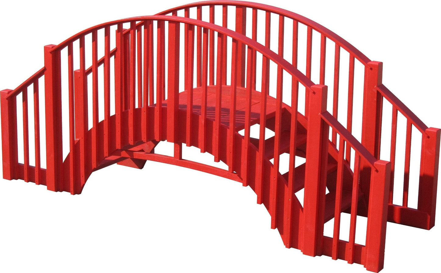 Imperial Wooden Garden Bridge with Stairs 4 Rail Extensions 8 ft.