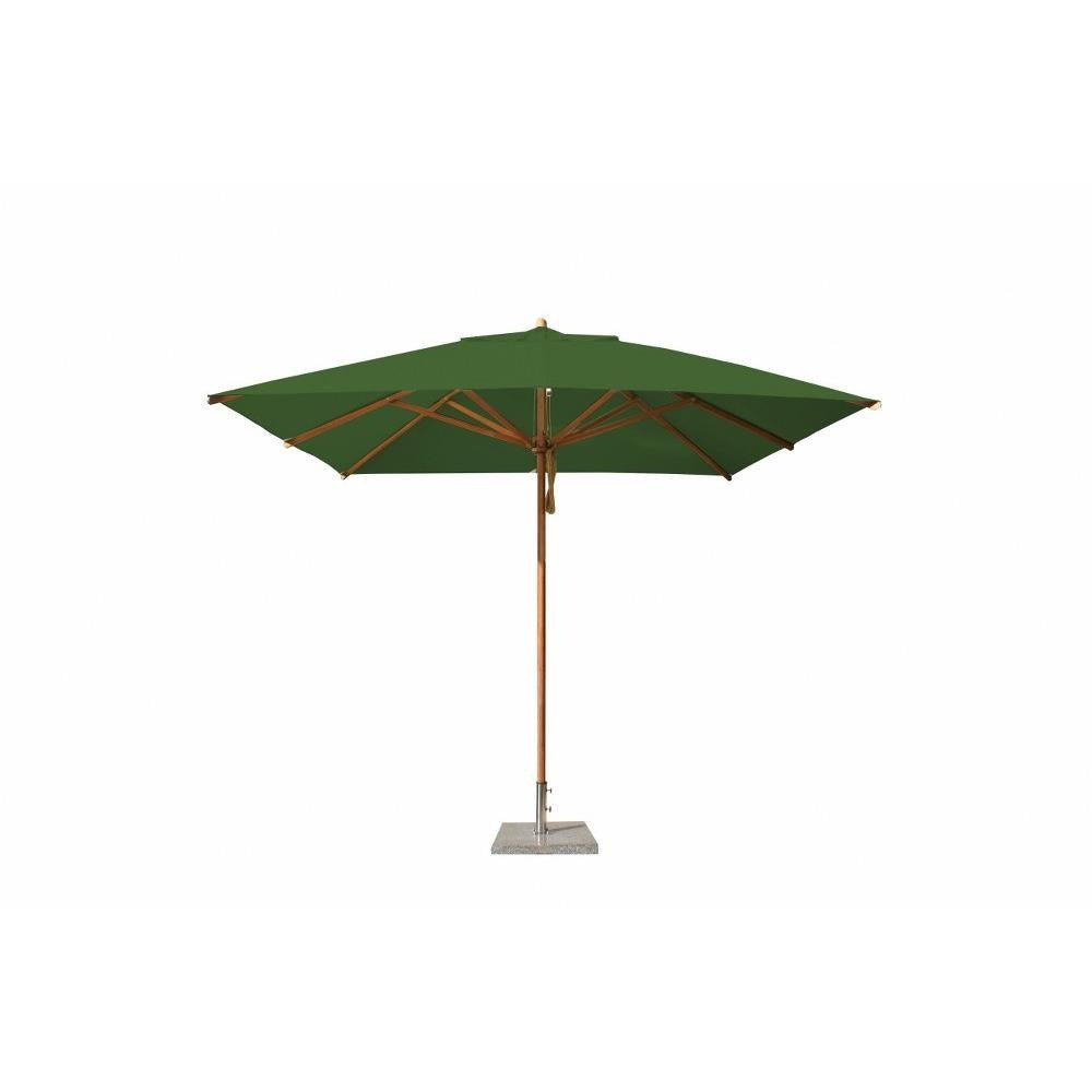 Bambrella Levante Wood 10 Foot Square Pulley Lift Patio Umbrella- Pole Diameter 2”