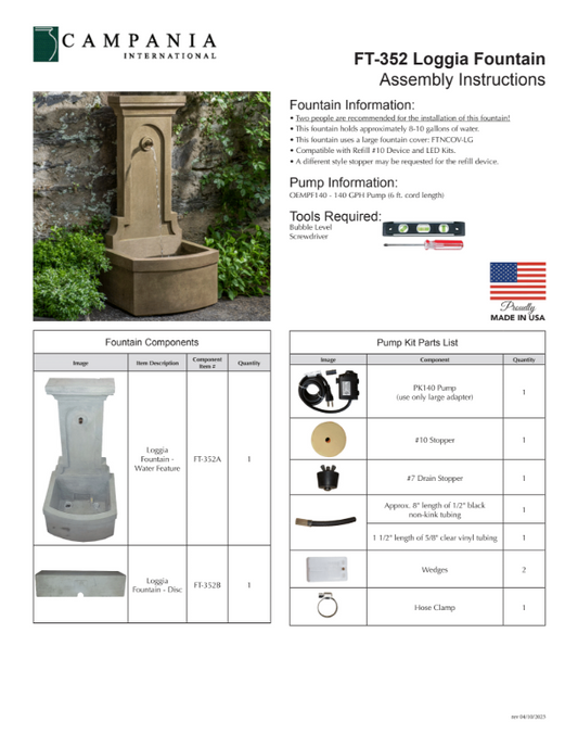 Campania International Loggia Outdoor Wall Fountain