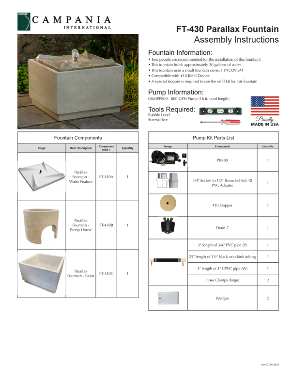 Campania International Parallax Outdoor Water Fountain