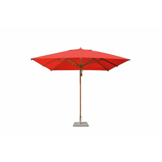 Bambrella Levante Wood 10 Foot Square Pulley Lift Patio Umbrella- Pole Diameter 2”