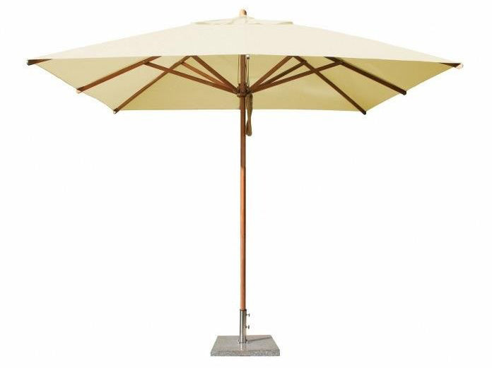 Bambrella Levante Wood 10 Foot Square Pulley Lift Patio Umbrella- Pole Diameter 2”