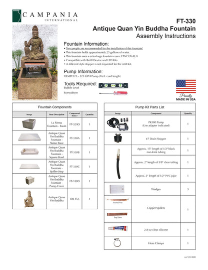 Campania International Antique Quan Yin Buddha Fountain