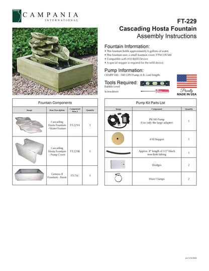 Campania International Cascading Hosta Garden Water Fountain