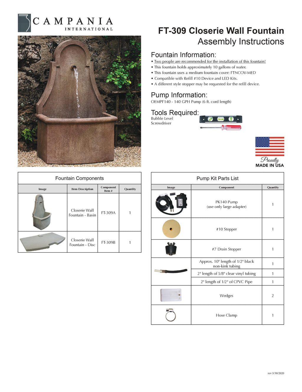 Campania International Closerie Wall Fountain