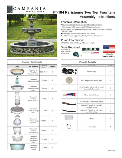 Campania International Parisienne Two Tier Outdoor Water Fountain