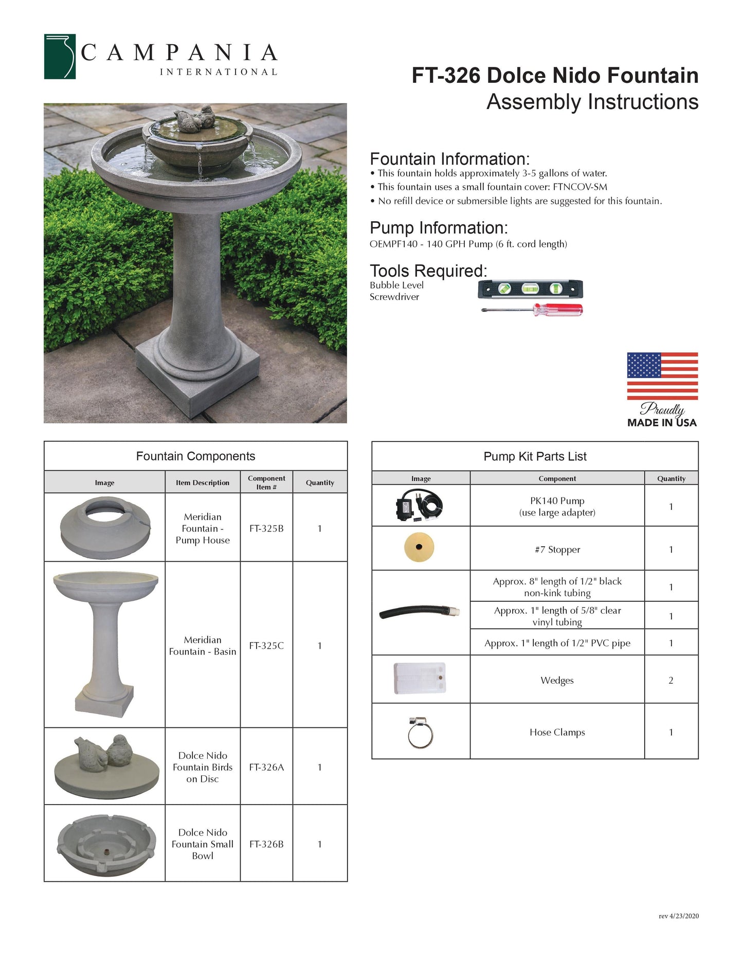 Campania International Dolce Nido Fountain