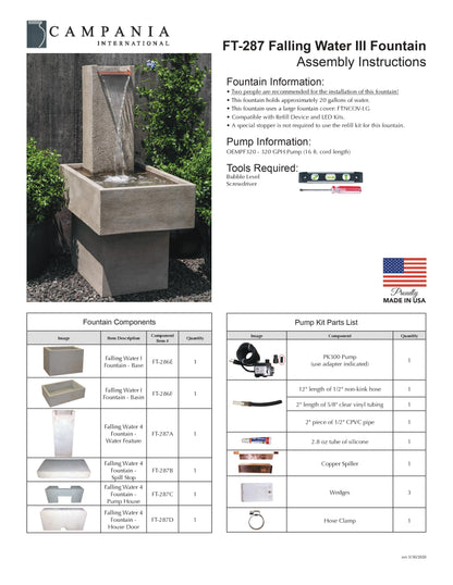 Campania International Falling Water 3 Fountain