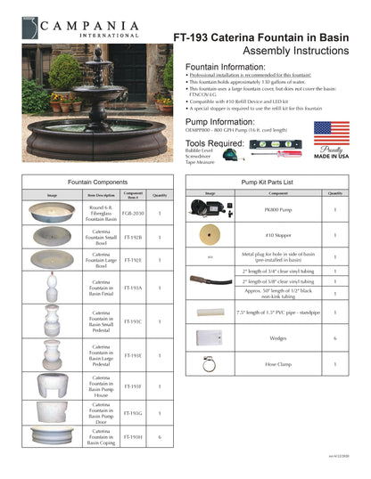 Campania International Caterina Fountain with Basin