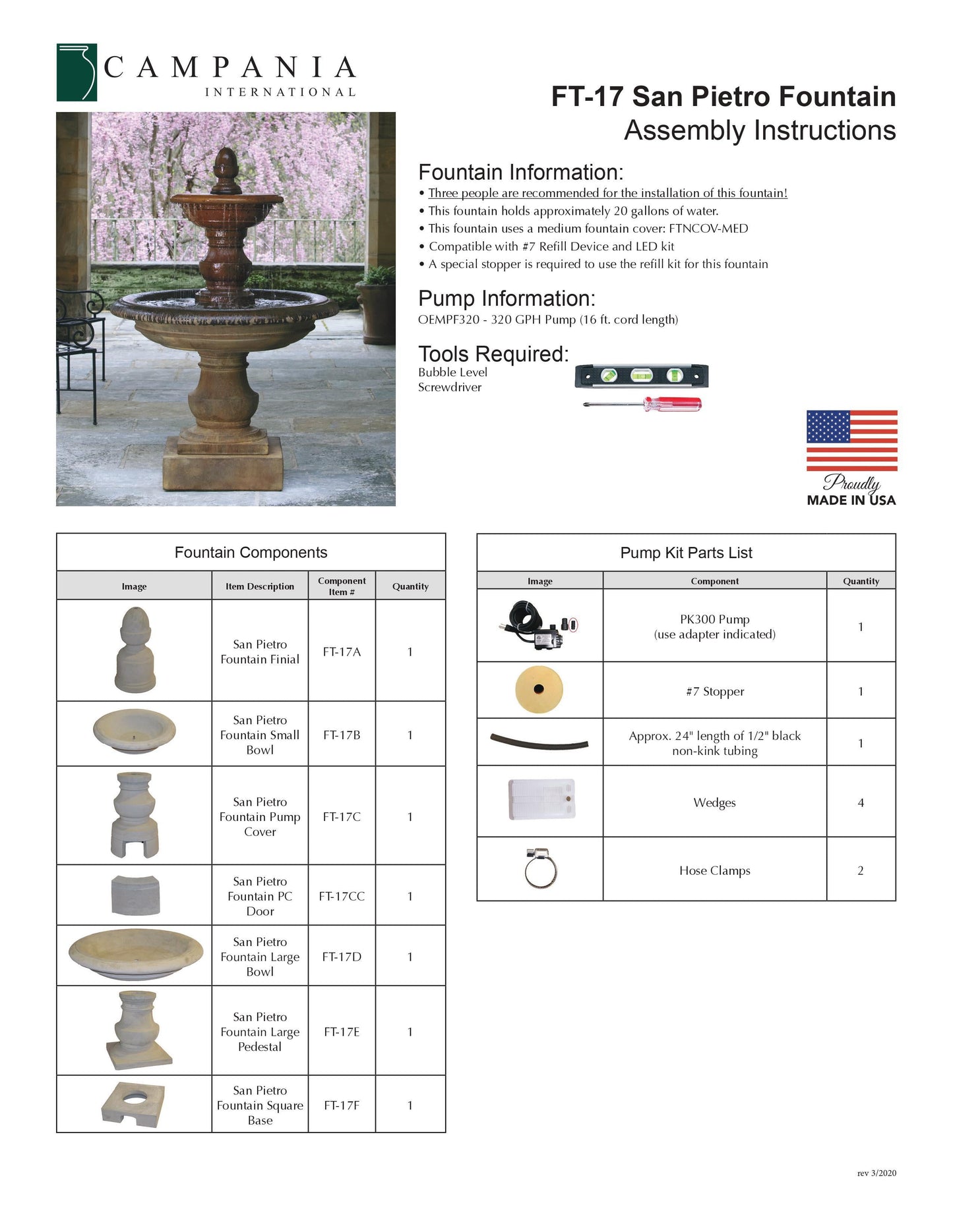 Campania International San Pietro Outdoor Water Fountain