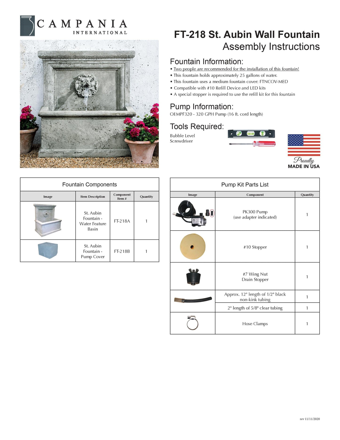 Campania International St. Aubin Wall Fountain Outdoor Water Fountain