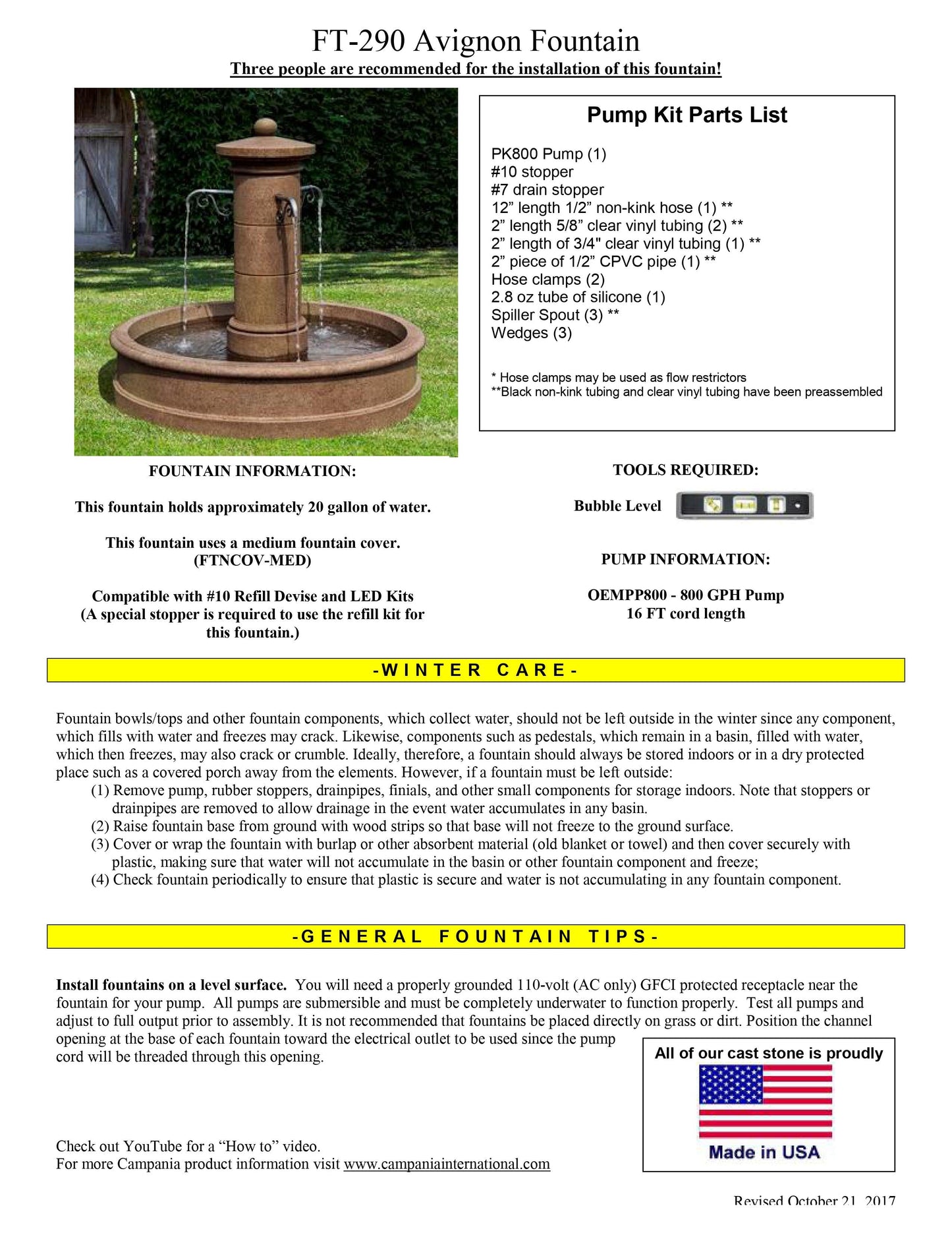 Campania International Avignon Fountain (6 pc)