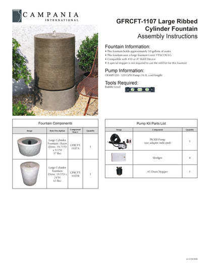Campania International Cylinder Fountain, Large