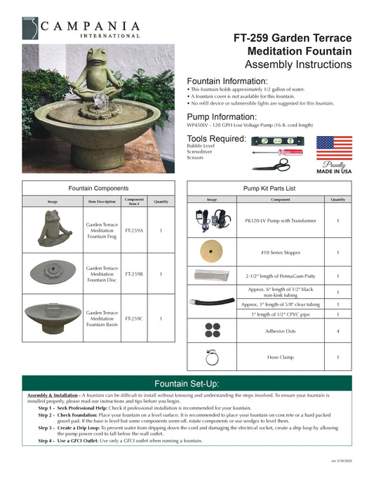 Campania International Garden Terrace Meditation Fountain